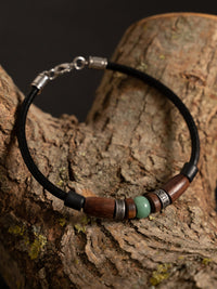 Armband mit grüner Jade Perle und Edelstahl Elementen - Modell Kiruna, stufenlos anpassbare Grösse, handgefertigt