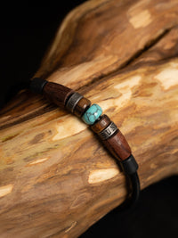 Edelstahlperlen Armband mit Türkis Perle - Modell Tiken, stufenlos anpassbare Grösse, handgefertigt