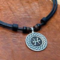 Handmade Surferkette Sternzeichen Fische für Männer & Frauen | HANA LIMA Horoskop Leder Halskette