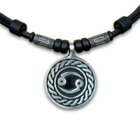 Sternzeichen Lederkette Krebs Edelstahl Perlen Herren Damen Kette - Modell 2116, stufenlos anpassbare Grösse, handgefertigt