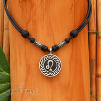 Sternzeichen Halskette Löwe Edelstahl Perlen Kette Herren Damen - Modell 2117, stufenlos anpassbare Grösse, handgefertigt