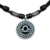 Sternzeichen Halskette Waage Edelstahl Perlen Kette Herren Damen - Modell 2119, stufenlos anpassbare Grösse, handgefertigt