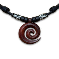 Kette Halskette Leder Surfer Herren Damen Schmuck Maori Koru - Modell 659, stufenlos anpassbare Grösse, handgefertigt