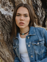 Edelstahlperlen Halskette mit echten Türkis Perlen - Modell Tiken, stufenlos anpassbare Grösse, handgefertigt