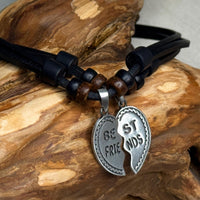 Set: Handgemachte Surfer Lederketten Freundschaft Best-Friends-Herz für Damen & Herren | HANA LIMA