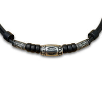Handgefertigte Leder Halskette mit Edelstahlperlen für Damen und Herren | Schmuck von HANA LIMA