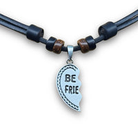 Handgefertige, verstellbare Leder Halskette mit Best-Friends-Herz linke Seite | HANA LIMA Schmuck