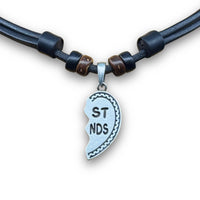Handgefertige, verstellbare Leder Halskette mit Best-Friends-Herz rechte Seite | HANA LIMA Schmuck