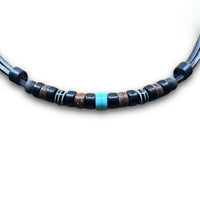 Handgefertigte Leder Halskette mit türkiser Glasperle für Damen und Herren - Schmuck von HANA LIMA