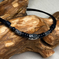 Verstellbare Leder Surferkette mit Edelstahlperlen für Damen und Herren | Schmuck von HANA LIMA