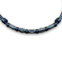 Handgefertigte Leder Halskette mit fünf Edelstahlperlen für Damen und Herren | HANA LIMA Schmuck