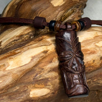 Handgeschnitzter polynesischer Tiki | Surfer Lederkette für Damen &  Herren | HANA LIMA Schmuck
