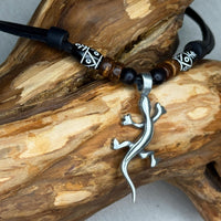 Handgemachte Surfer Lederkette Maori Gecko (Eidechse) für Damen und Herren | Schmuck von HANA LIMA