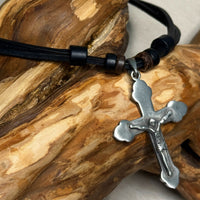Kreuzkette Lederhalskette Surferkette Lederkette Surferhalskette - Mo 1061