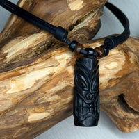 Handgemachte Surfer Lederkette Tiki Maori Polynesien aus Holz geschnitzt | Damen & Herren | HANA LIMA