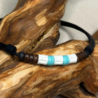 Verstellbare Leder Halskette mit türkiser Glasperle für Damen und Herren - Schmuck von HANA LIMA