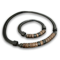 HANA LIMA Schmuck Set mit Surfer Halskette und Armband - schwarz und braun