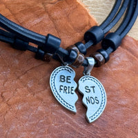 Set: Schwarze handmade Surferketten mit Best-Friends-Herz BFF | Damen & Herren | HANA LIMA Schmuck