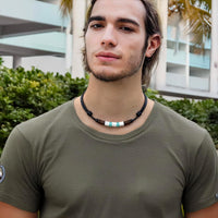 Handgefertigte Surferhalskette für Damen und Herren mit Glasperle - Leder Kette - HANA LIMA Schmuck