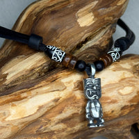 Handgemachte Surfer Lederkette Tiki Maori Polynesien | gecarvte Perlen | Damen & Herren | HANA LIMA