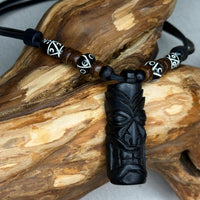 Handgemachte Surfer Lederkette Tiki Maori Polynesien aus Holz geschnitzt | Damen & Herren | HANA LIMA