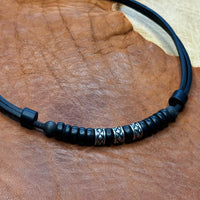 Handmade Lederkette mit Edelstahlperlen für Damen und Herren verstellbar - HANA LIMA Schmuck