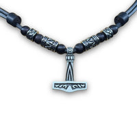 Handgefertige Leder Halskette mit Thorshammer Mjölnir Anhänger für Damen und Herren von HANA LIMA