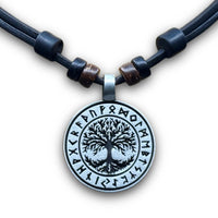 Weltenesche Yggdrasil Lederkette handgefertigt für Männer & Frauen | HANA LIMA Surfer Schmuck Kette