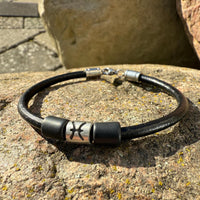 Sternzeichen Fische Lederarmband Damen Herren Schmuck Armbänder - Modell 3012, stufenlos anpassbare Grösse, handgefertigt