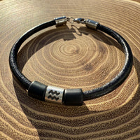 Sternzeichen Lederarmband Wassermann Herren Damen Armbänder - Modell 3011, stufenlos anpassbare Grösse, handgefertigt