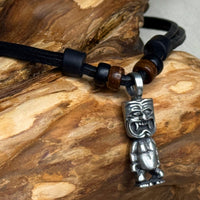 Handgeschnitzter polynesischer Tiki | Surfer Lederkette für Damen &  Herren | HANA LIMA Schmuck