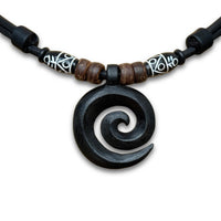 Surferkette Halskette Leder Kette Herren Damen Maori Schmuck Koru - Modell 600, stufenlos anpassbare Grösse, handgefertigt