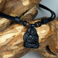 Schwarze handgemachte Surferkette Buddha Meditation | Männer & Frauen | HANA LIMA Yoga Mantra Kette