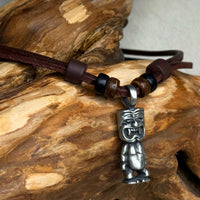 Handgemachte Surfer Lederkette Tiki Maori Polynesien | gecarvte Perlen | Damen & Herren | HANA LIMA