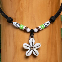 Surf Schmuck Muschel Halskette Leder Hawaii Kette Herren Damen - Modell 1533, stufenlos anpassbare Grösse, handgefertigt