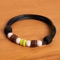 Surf Armband Perle Streifen Herren Damen Armbänder Schmuck - Modell 2457, stufenlos anpassbare Grösse, handgefertigt