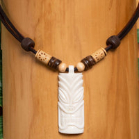 Surf Schmuck Tiki Leder Halskette Herren Damen - Modell 319, stufenlos anpassbare Grösse, handgefertigt