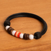 Surf Style Armband Perle rot Damen Herren Armbänder Schmuck - Modell 2458, stufenlos anpassbare Grösse, handgefertigt