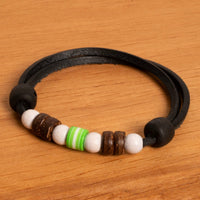 Surfer Armband Perle grün Herren Damen Schmuck Armbänder - Modell 2455, stufenlos anpassbare Grösse, handgefertigt