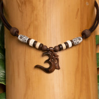 Holz Om Surferkette Buddha Schmuck Herren Damen Halskette - Modell 671, stufenlos anpassbare Grösse, handgefertigt